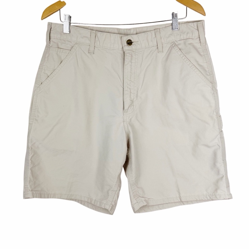 Carhartt Light Tan Khaki Canvas Work Utility Carpenter Shorts Size 34